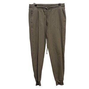 Rachel Zoe Womens Jogger Pants S Tan Ribbed Cuffs Drawstring Waist